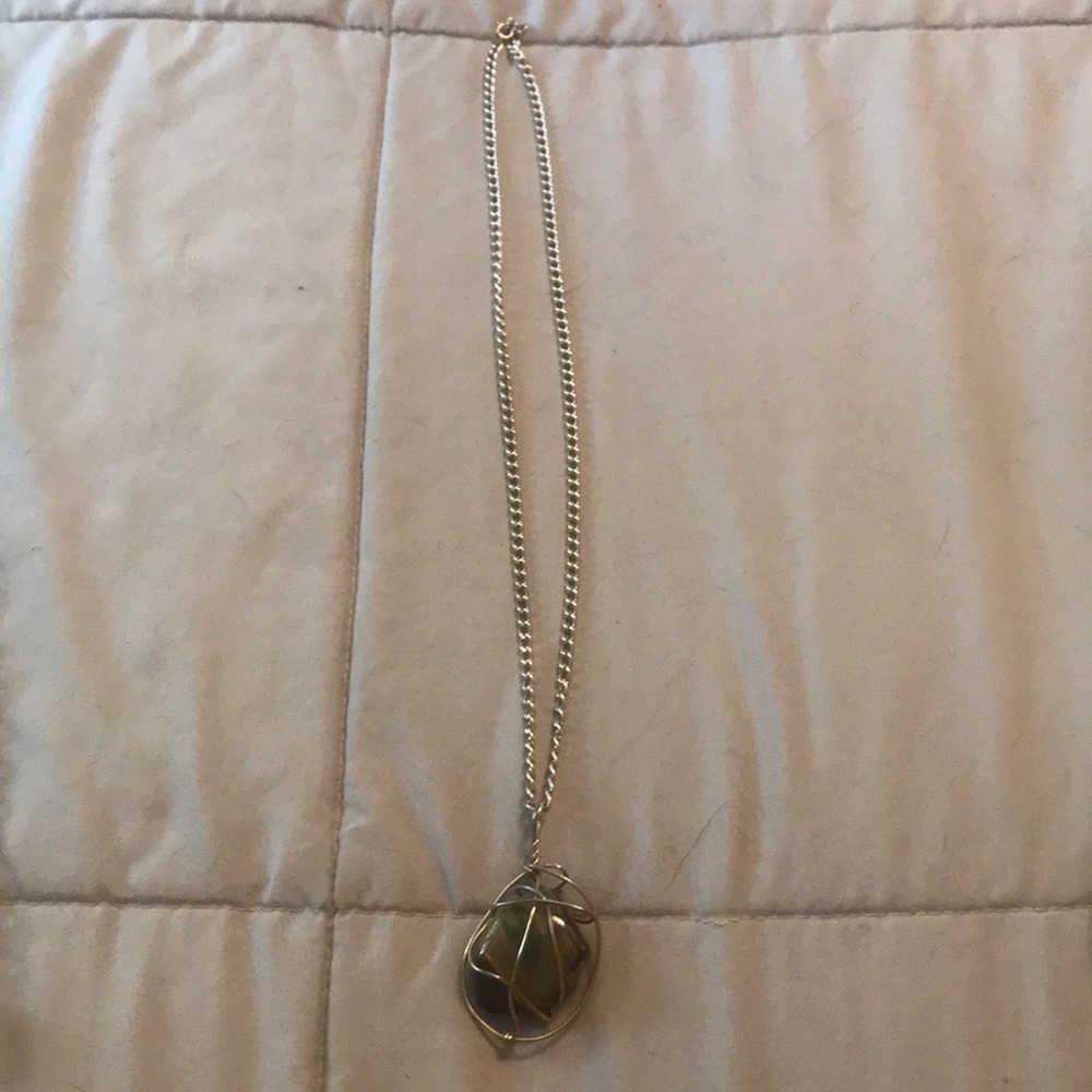 Stone in metal wrap necklace